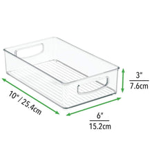 Load image into Gallery viewer, Shop here mdesign stackable plastic storage organizer container bin with handles for bathroom holds vitamins pills supplements essential oils medical supplies first aid supplies 3 high 8 pack clear