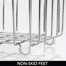 Load image into Gallery viewer, New mdesign metal bathroom storage organizer basket bin farmhouse grid design organization for cabinets shelves closets vanity countertops bedrooms under sink x long container 4 pack chrome