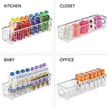 Load image into Gallery viewer, On amazon mdesign metal bathroom storage organizer basket bin farmhouse grid design organization for cabinets shelves closets vanity countertops bedrooms under sink x long container 4 pack chrome
