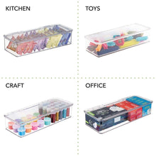 Load image into Gallery viewer, Shop mdesign makeup storage organizer box for bathroom vanity countertops drawers holds beauty blenders eyeshadow palettes lipstick lip gloss makeup brushes hinged lid 13 4 long 4 pack clear