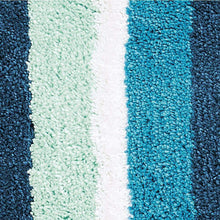 Load image into Gallery viewer, Cheap mdesign soft microfiber polyester spa rugs for bathroom vanity tub shower water absorbent machine washable plush non slip rectangular accent rug mat striped design set of 3 sizes teal blue