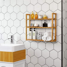 Load image into Gallery viewer, Featured songmics bamboo bathroom shelves 3 tier adjustable layer rack bathroom towel shelf utility storage shelf rack wall mounted organizer shelf for bathroom kitchen living room holder natural ubcb13y