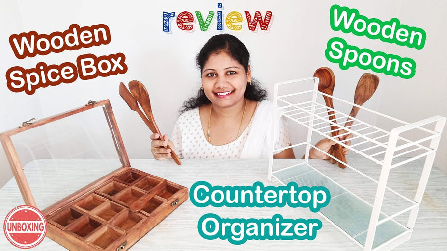 Amazon shopping haul | Wooden Spice Box | Wooden Spoons | Countertop Organizer | Home Queen by Nandhini Home Queen (5 months ago)