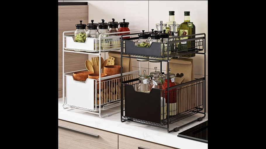 2 Tier Sliding Cabinet Basket Pull Out Organizer Drawer Ideal Countertop Pantry Under The Sink by e99 store (8 months ago)