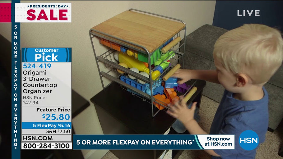 Origami 3Drawer Countertop Organizer with Wooden Shelf by HSNtv (1 year ago)