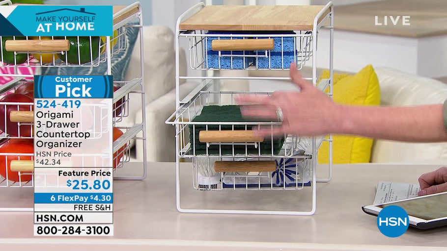 Origami 3Drawer Countertop Organizer with Wooden Shelf by HSNtv (1 year ago)