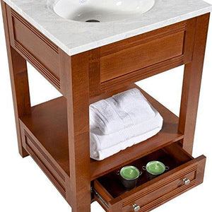 Cheap maykke oxford 25 transitional bathroom vanity set in cinnamon marble vanity top carrara white ceramic undermount sink with 8 widespread faucet holes in white lba5024001