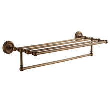Load image into Gallery viewer, Get marmolux acc morocc series 3420 ab 24 inch towel shelf with bar storage holder for bathroom antique brass brushed bronze