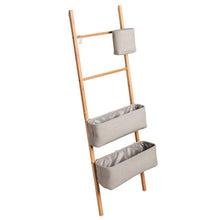 Load image into Gallery viewer, Shop for interdesign formbu wren free standing bathroom storage ladder with bins for towels beauty products lotion soap toilet paper accessories natural gray