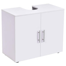 Load image into Gallery viewer, Featured bathroom non pedestal under sink vanity cabinet multipurpose freestanding space saver storage organizer double doors with shelves white