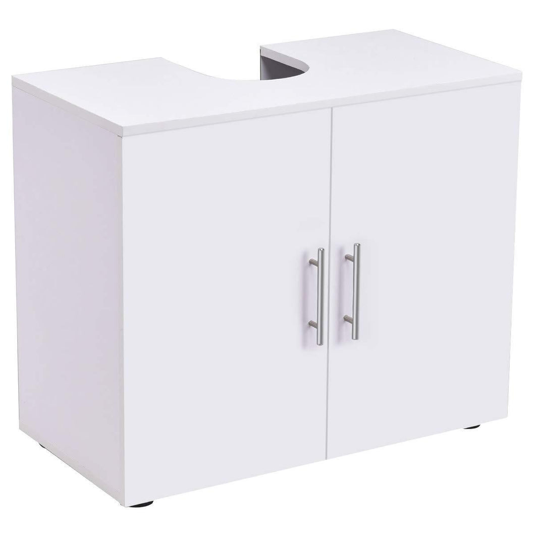 Featured bathroom non pedestal under sink vanity cabinet multipurpose freestanding space saver storage organizer double doors with shelves white