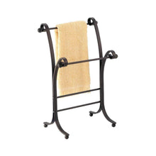 Load image into Gallery viewer, Order now interdesign york metal free standing hand towel drying rack for master guest kids bathroom laundry room kitchen holds two 9 x 5 5 x 13 5 bronze