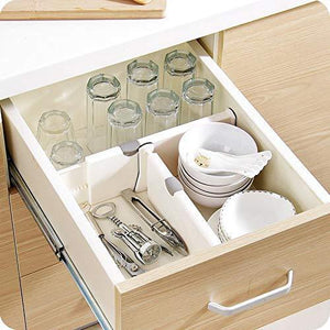 Heavy duty 4 pack adjustable drawer dividers organizer separators good grips dresser organizer for bedroom bathroom closet baby drawer desk kitchen storage