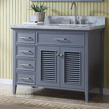 Load image into Gallery viewer, Shop here ariel d043s r gry kensington 43 inch right offset single sink bathroom vanity set in grey with carrara marble countertop