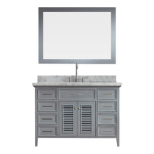 Load image into Gallery viewer, Great ariel kensington d049s gry 49 inch solid wood single sink bathroom vanity set in grey with white carrara marble countertop
