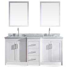 Load image into Gallery viewer, Top rated ariel e073d wht hollandale 73 solid wood double sink bathroom vanity set in white with white carrara marble countertop and mirror