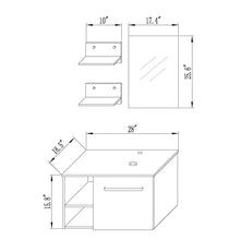 Load image into Gallery viewer, Amazon 28 inches bathroom vanity modern lavatory wall mounted cabinet with mirror blue square glass sink top with single faucet hole