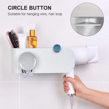 Load image into Gallery viewer, Organize with visv hair dryer holder wall mount hair tools holder bathroom styling tool organizer no drilling styling tool holder for bathroom storage grey