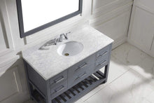 Load image into Gallery viewer, Shop here virtu usa caroline estate 48 inch single sink bathroom vanity set in grey w round undermount sink italian carrara white marble countertop no faucet 1 mirror ms 2248 wmro gr