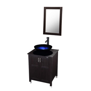 Select nice modern bathroom vanity and sink combo stand cabinet with vanity mirror single mdf cabinet with blue glass vessel sink round bowl