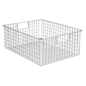 Discover the mdesign large farmhouse metal wire storage basket bin box with handles for organizing closets shelves and cabinets in bedrooms bathrooms entryways and hallways 16 x 12 x 6 4 pack chrome