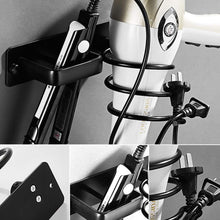 Load image into Gallery viewer, Budget exttlliy wall mount aluminum hair blow dryer holder organizer with straightener storage stand rack for bathroom not include glue black