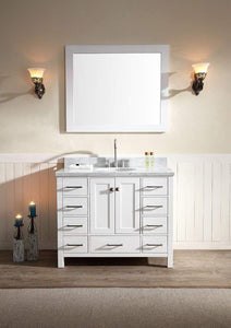 Best ariel cambridge a043s wht 43 single sink solid wood bathroom vanity set in grey with white 1 5 carrara marble countertop