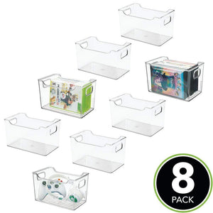 Buy mdesign plastic storage organizer holder bin box with handles for cube furniture shelving organization for closet kids bedroom bathroom home office 10 x 6 x 6 high 8 pack clear
