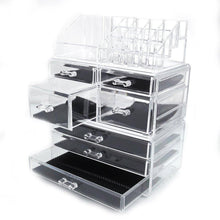 Load image into Gallery viewer, Exclusive offeir us stock clear acrylic stackable cosmetic makeup storage cube organizer jewelry storage drawers case great for bathroom dresser vanity and countertop 3 pieces set 4 small 3 large drawers