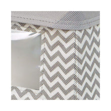 Load image into Gallery viewer, Select nice mdesign soft stackable fabric closet storage organizer holder bin with clear window attached hinged lid for bedroom hallway entryway bathroom chevron print medium 4 pack taupe natural