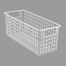Load image into Gallery viewer, Explore mdesign farmhouse decor metal wire food storage organizer bin basket with handles for kitchen cabinets pantry bathroom laundry room closets garage 16 x 6 x 6 4 pack matte white