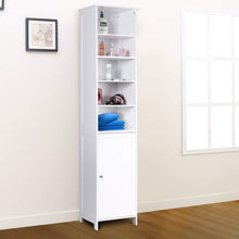 Load image into Gallery viewer, Kitchen 72 tall cabinet waterjoy standing tall storage cabinet wooden white bathroom cupboard with door and 5 adjustable shelves elegant and space saving