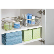Load image into Gallery viewer, Related mdesign modern bathroom metal wire metal storage organizer bins baskets for vanity towels cabinets shelves closets pantry kitchens home office 9 75 square 4 pack satin