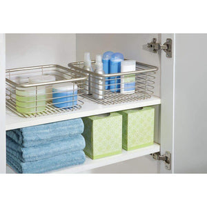 Related mdesign modern bathroom metal wire metal storage organizer bins baskets for vanity towels cabinets shelves closets pantry kitchens home office 9 75 square 4 pack satin