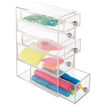 Load image into Gallery viewer, Budget friendly idesign clarity plastic cosmetic 5 drawer jewelry countertop organization for vanity bathroom bedroom desk office 3 5 x 7 x 10 clear