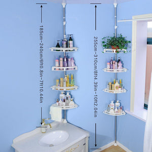 Products baoyouni bathroom shower storage corner caddy tension pole 4 tier bathtub caddies shelf rod organizer rack with towel bar extra large trays ivory