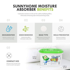 Try sunny home moisture absorber for home odor eliminator dehumidifier and deodorizer for closet bathroom kitchen and more 16 pk
