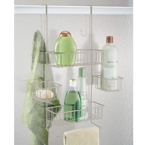 Heavy duty idesign metalo bathroom over the door shower caddy with swivel storage baskets for shampoo conditioner soap 22 7 x 10 5 x 8 2 satin