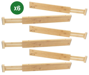 Discover horizons adjustable stackable 100 eco friendly bamboo drawers set of 6 kitchen drawer desk dresser bathroom divide organize