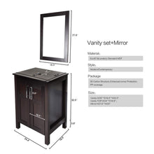 Load image into Gallery viewer, Select nice bathroom vanities 24 inch with sink freestanding eco mdf sink cabinet vanity organizers with counter top glass vessel sink vanity mirror and 1 5 gpm faucet combo vanity ocean blue sink