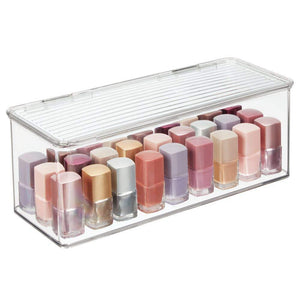 Select nice mdesign makeup storage organizer box for bathroom vanity countertops drawers holds beauty blenders eyeshadow palettes lipstick lip gloss makeup brushes hinged lid 13 4 long 4 pack clear