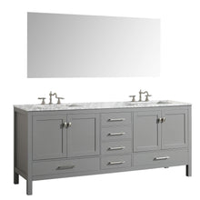 Load image into Gallery viewer, Select nice eviva evvn412 72gr aberdeen 72 transitional grey bathroom vanity with white carrera countertop double square sinks combination