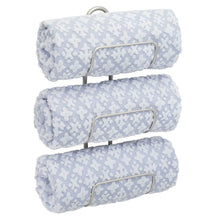 Load image into Gallery viewer, Purchase mdesign modern decorative metal 3 level wall mount towel rack holder and organizer for storage of bathroom towels washcloths hand towels 2 pack satin