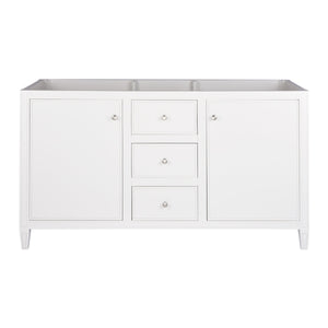 Discover maykke cecelia 60 bathroom vanity cabinet 2 door 3 drawer solid birch wood frame white finish new england style double surface mounted vanity base cabinet only with tapered legs ysa1146001