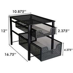 Select nice stackable 2 tier organizer baskets with mesh sliding drawers ideal cabinet countertop pantry under the sink and desktop organizer for bathroom kitchen office