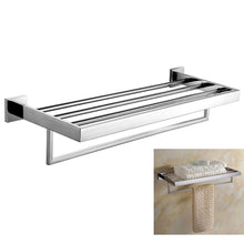 Load image into Gallery viewer, Heavy duty deluxe 24 inch 304 stainless steel bathroom dual layers towel bar shelves holder chrome polishing mirror polished wall mounted