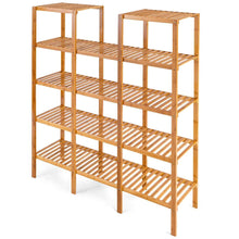 Load image into Gallery viewer, Great costway bamboo utility shelf bathroom rack plant display stand 5 tier storage organizer rack cube w several cell closet storage cabinet 12 pots
