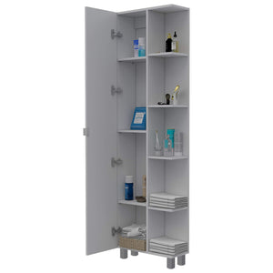 Buy tuhome urano storage cabinet linen cabinet bathroom cabinet with 5 open external storage shelves and 1 cabinet w 3 adjustable shelves