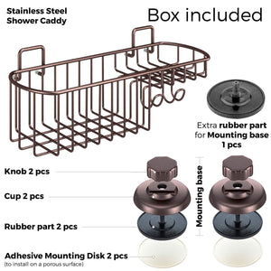 Discover the best hasko accessories powerful vacuum suction cup shower caddy basket for shampoo combo organizer basket with soap holder and hooks stainless steel holder for bathroom storage bronze