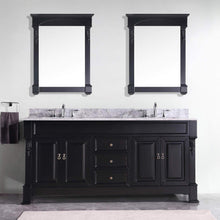 Load image into Gallery viewer, New virtu usa gd 4072 wmsq dw huntshire 72 double bathroom vanity with marble top and square sink with mirrors 72 inches dark walnut
